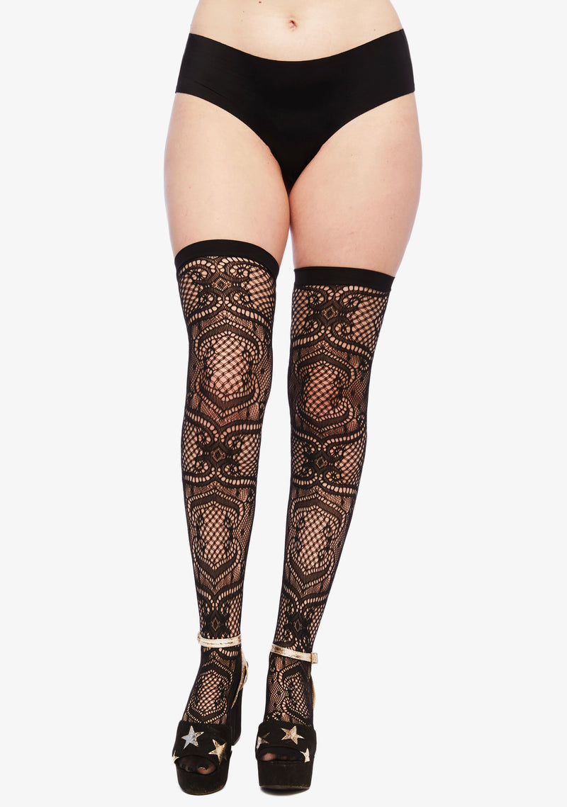 Gothic Lace Thigh High Tights