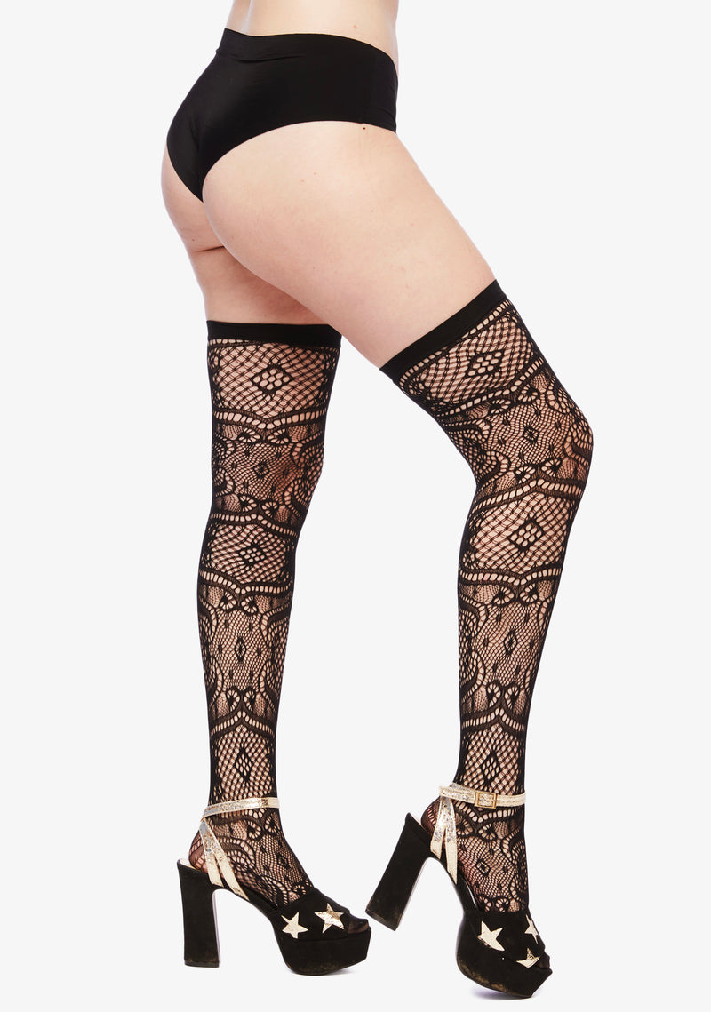 Gothic Lace Thigh High Tights